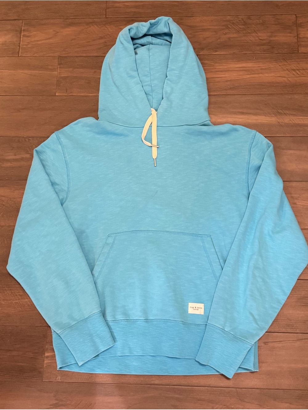 rag & bone Light Blue Modern Terry Pullover Hoodie Size Large Excellent